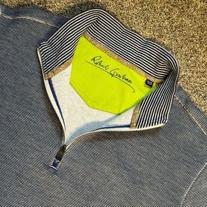 Robert Graham Sweater Mens Size XL 1/4 Zip Pullover Blue 100% Cotton Quarter